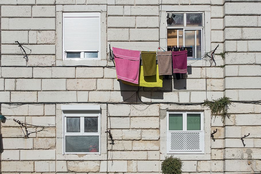 portugal, lisbon, laundry, color, colour, towel, washing, house, HD wallpaper