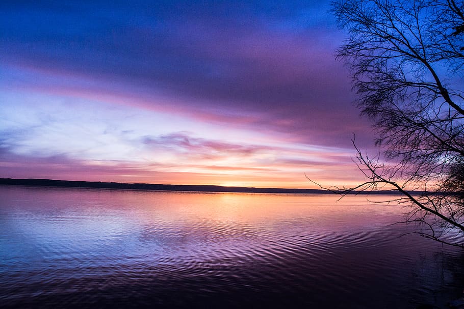 lake, sunset, sky, beauty in nature, tranquility, scenics - nature HD wallpaper