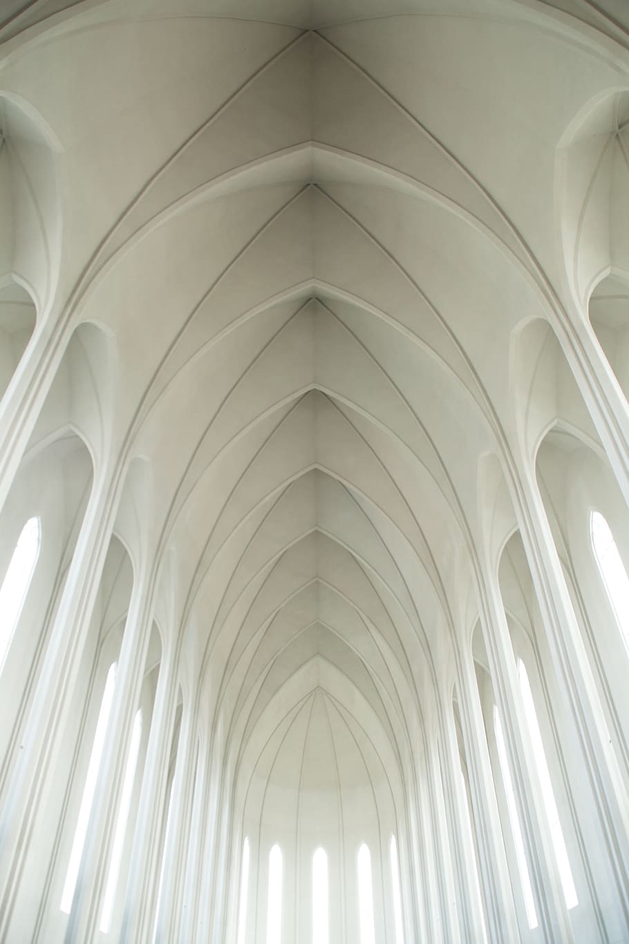 White Concrete Hallway, architecture, bright, building, cathedral HD wallpaper
