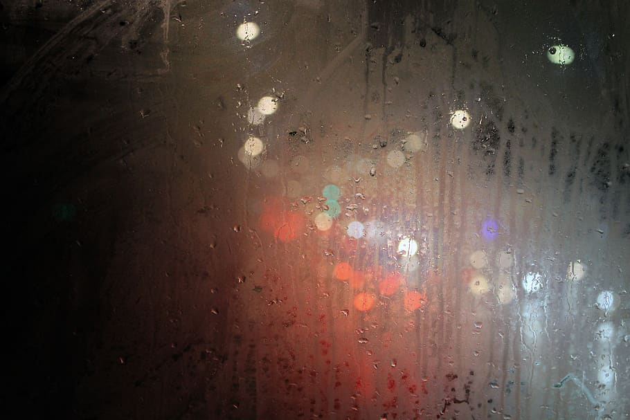 blurred, lights, condensation, wet, drop, rain, water, glass - material HD wallpaper