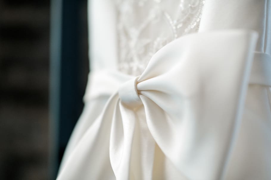white ribbon textile, sash, human, person, silk, lace, clothing HD wallpaper