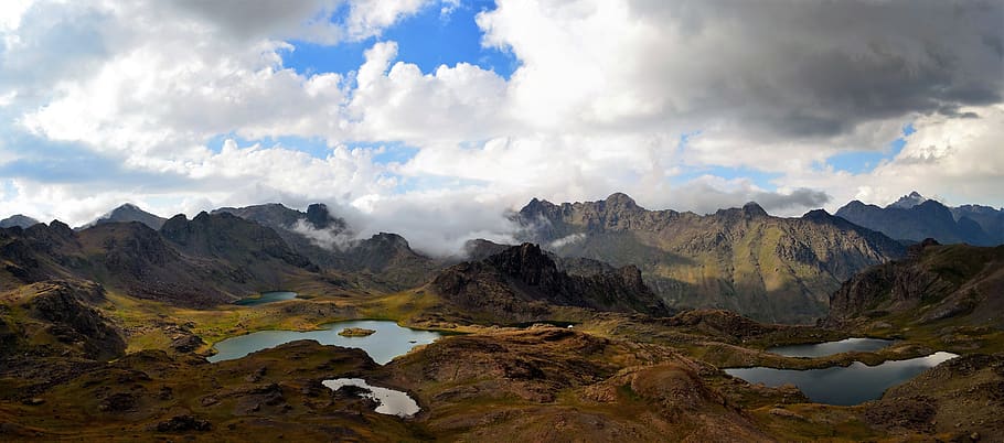 Lake Near Mountain, blue, clouds, cloudy, daylight, environmental HD wallpaper