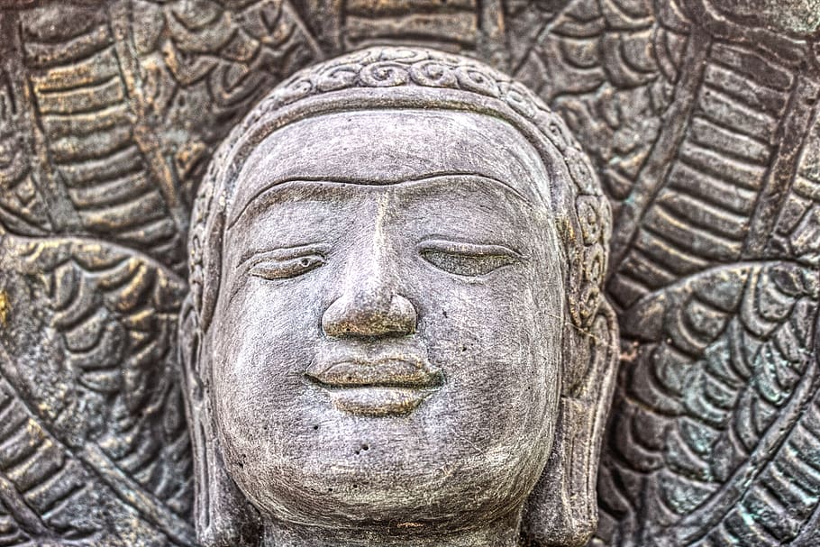 buddha, face, head, statue, sculpture, art, meditation, religion HD wallpaper