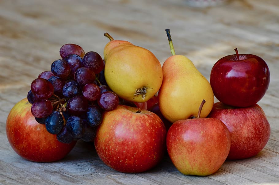 grapes, pears, apple, fruit, red, healthy, vitamins, ripe, autumn HD wallpaper
