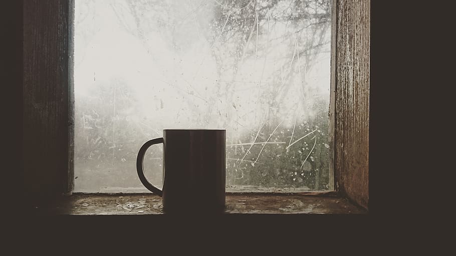 Silhouette of Mug Near Windowpane, blur, coffee, cold, cup, dark HD wallpaper