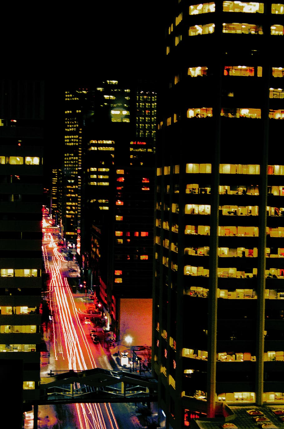canada, calgary, illuminated, night, city, architecture, built structure HD wallpaper