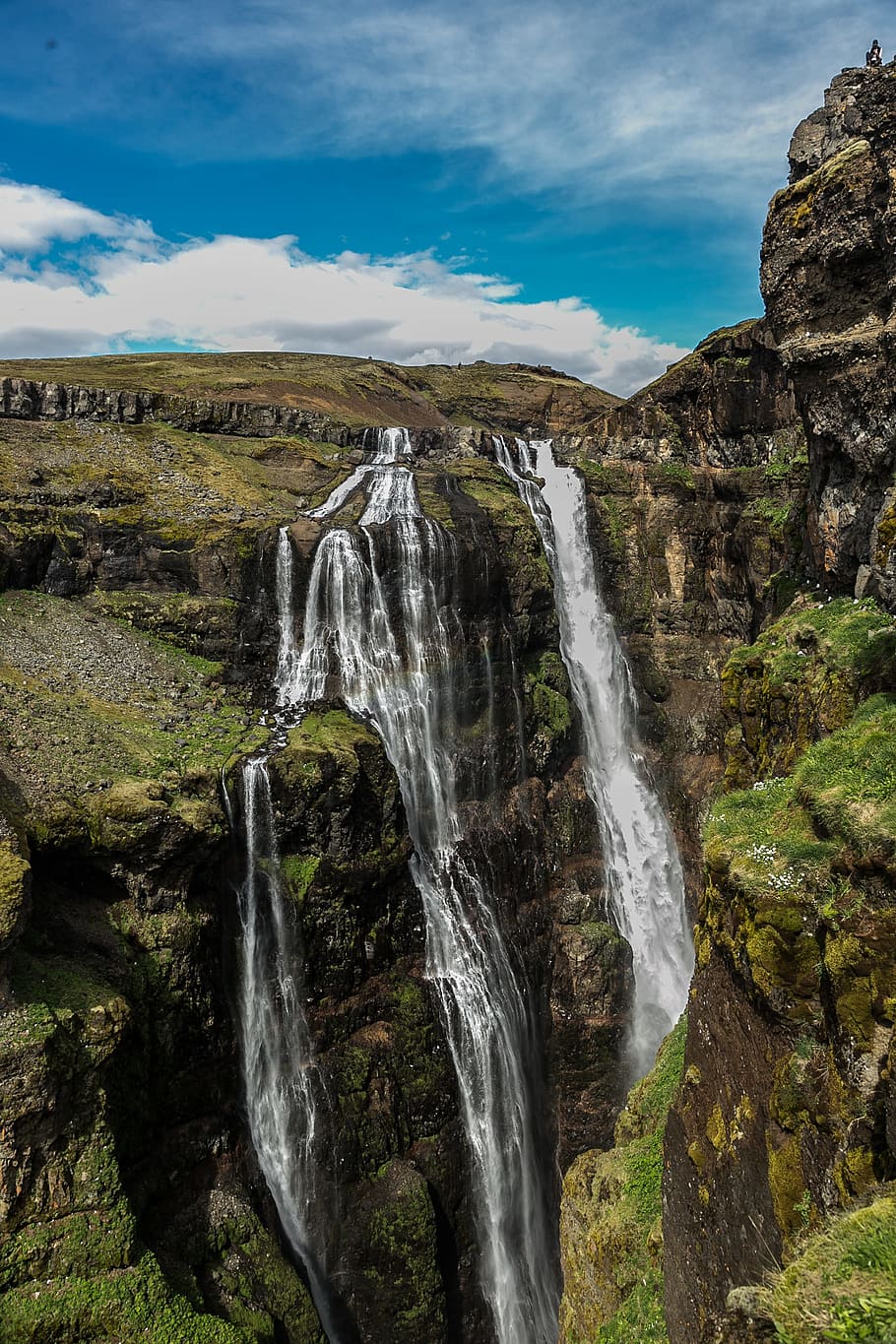 Waterfalls on Mountain, beautiful view, environment, landscape HD wallpaper