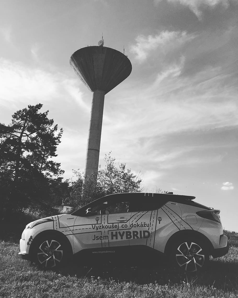 česko, budišov, hybrid, car, white car, eco car, toyota c-hr HD wallpaper