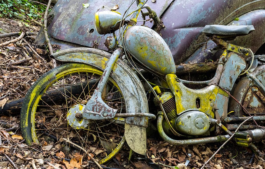 auto, car cemetery, historically, oldtimer, wreck, rusted, car wreck, HD wallpaper