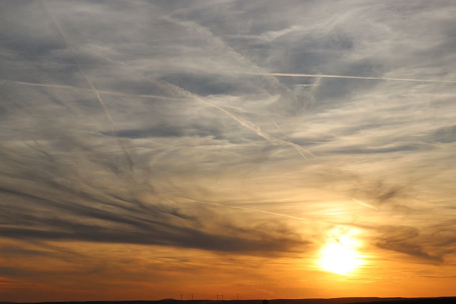 sunset, nature, sky, evening, clouds, sunlight, color, dusk HD wallpaper