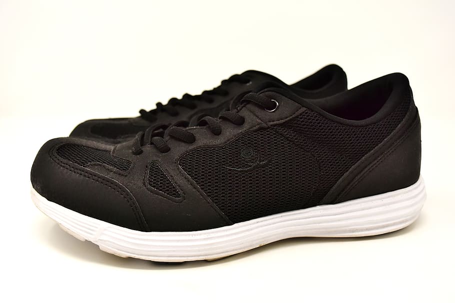 sneakers, black, sporty, sports shoes, run, easily, jog, shoelace, HD wallpaper