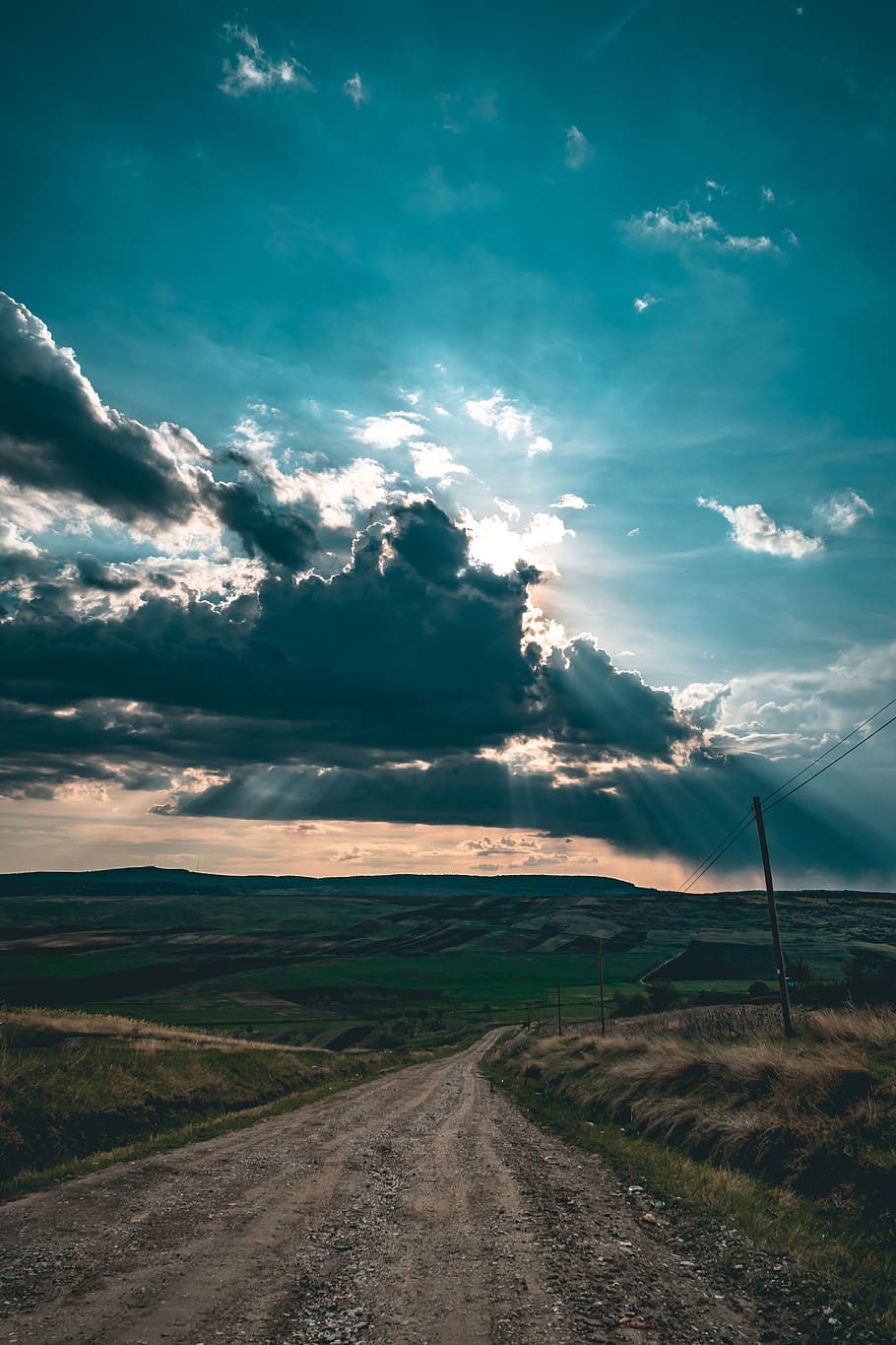 Grass Field Road Scenery, clouds, cloudscape, cloudy, dawn, daylight HD wallpaper