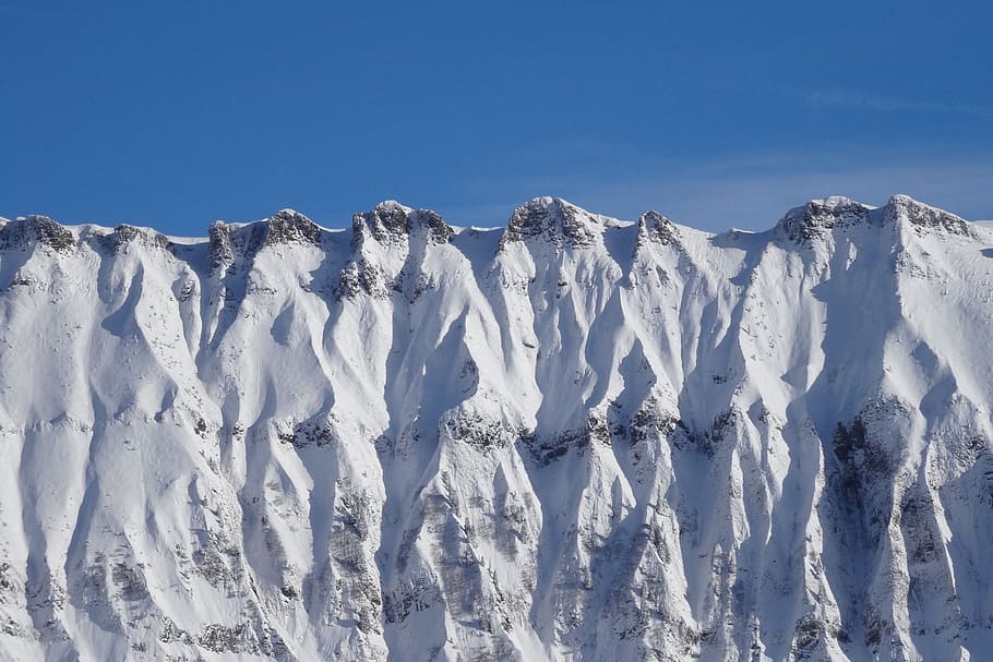rock, ice, winter, snow, nature, landscape, mountains, sky HD wallpaper