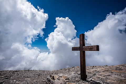 greece, mount ida, cloud, cloudy, cross, mountain, religion HD wallpaper