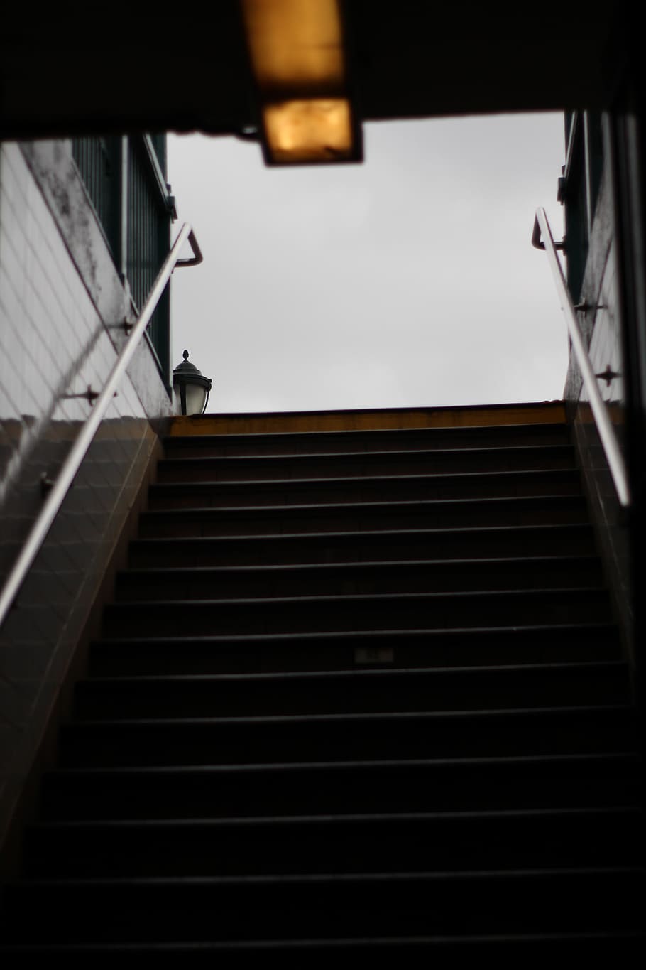 black stairs, handrail, banister, staircase, window, railing HD wallpaper