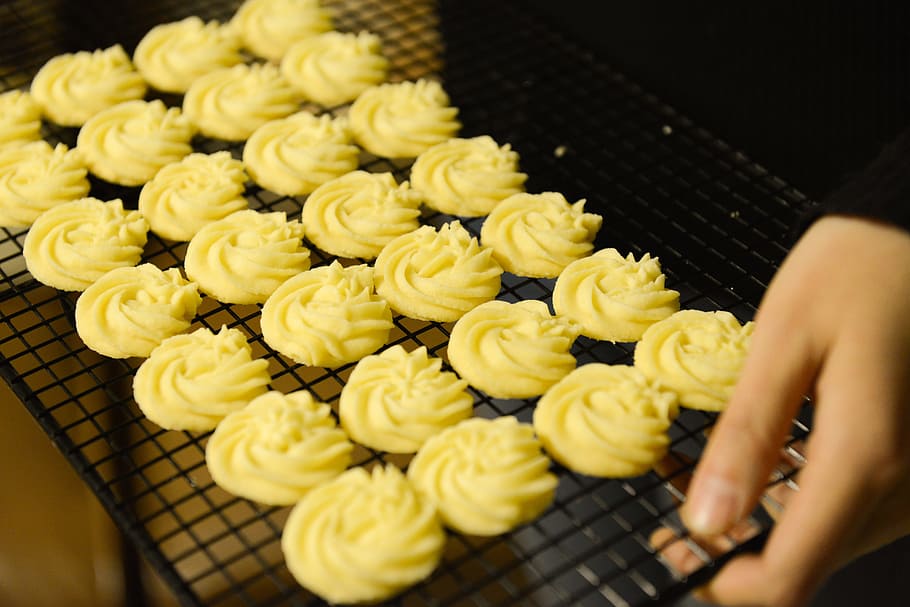 Person Holding Tray of Cookies, baked, baking, blur, close-up HD wallpaper