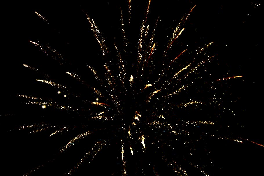 Photo of White and Brown Fireworks, bright, dark, fire spark HD wallpaper