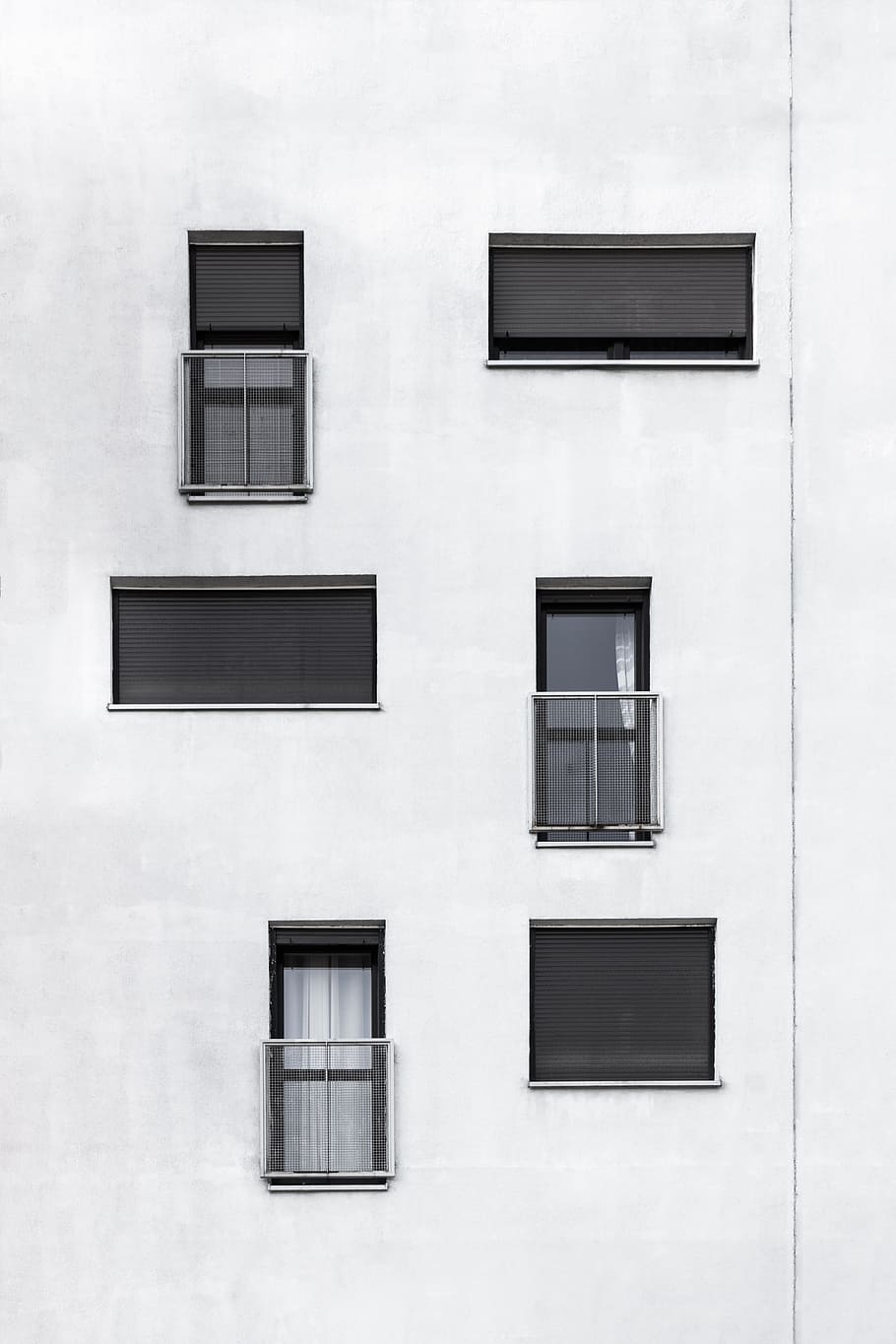 white concrete building, wall, architecture, window, geometric HD wallpaper