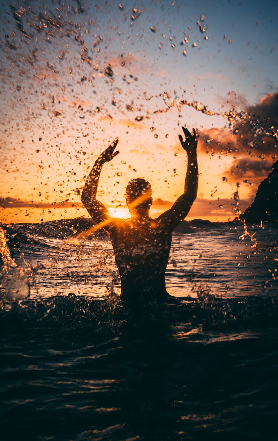 Silhouette Photography of Man at Beach during Sunset, backlit HD wallpaper
