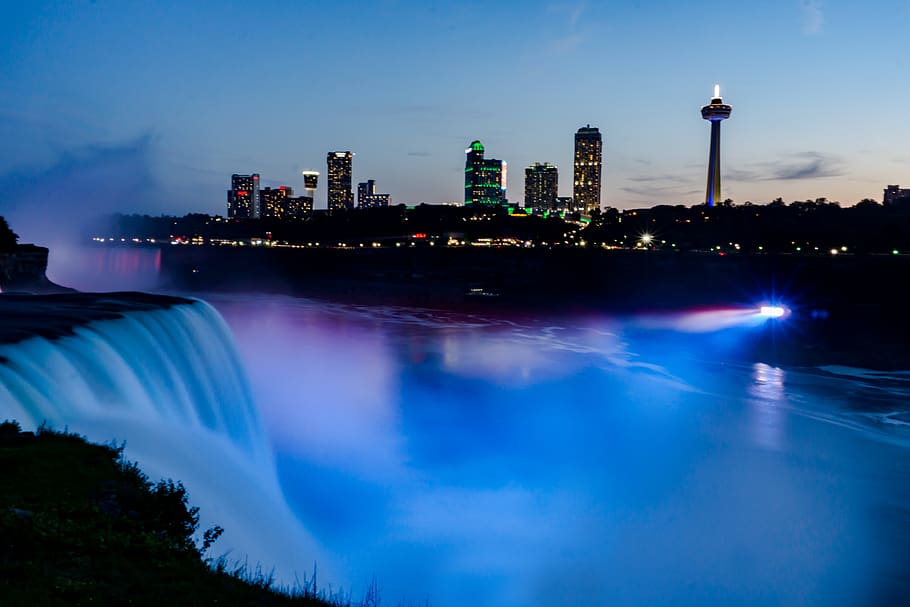 niagara, night, falls, long exposure, sony a6000, building exterior HD wallpaper