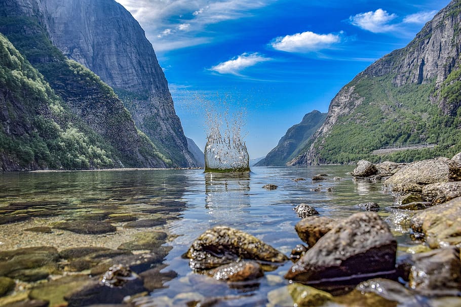 water, norway, landscape, nature, fjord, scandinavia, sky, river HD wallpaper