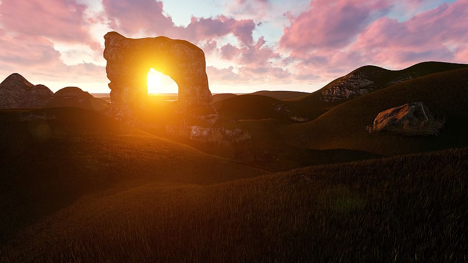 sunset, dawn, panoramic, landscape, dusk, light, hope, beginning HD wallpaper