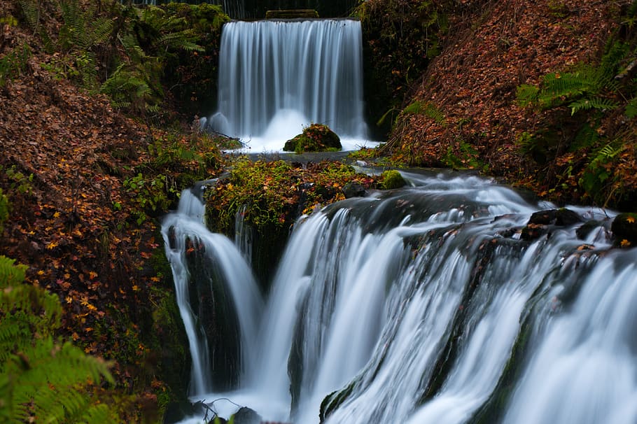 waterfall, river, scenics - nature, long exposure, motion, flowing water HD wallpaper