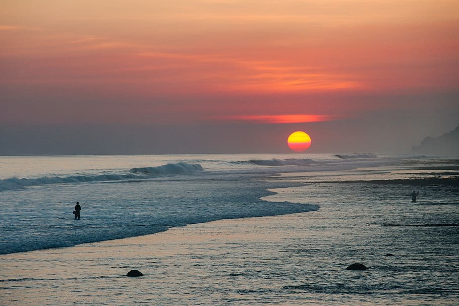 indonesia, melasti beach, sunset, bali, sea, sky, water, beauty in nature, HD wallpaper