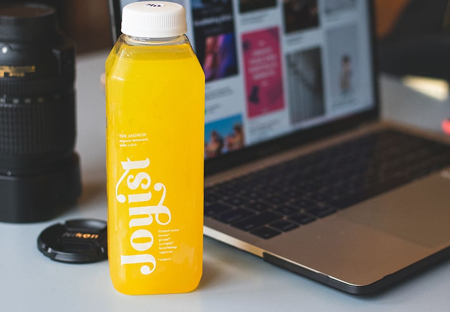 Turned On Laptop Computer Beside Plastic Bottle, detox, electronics HD wallpaper