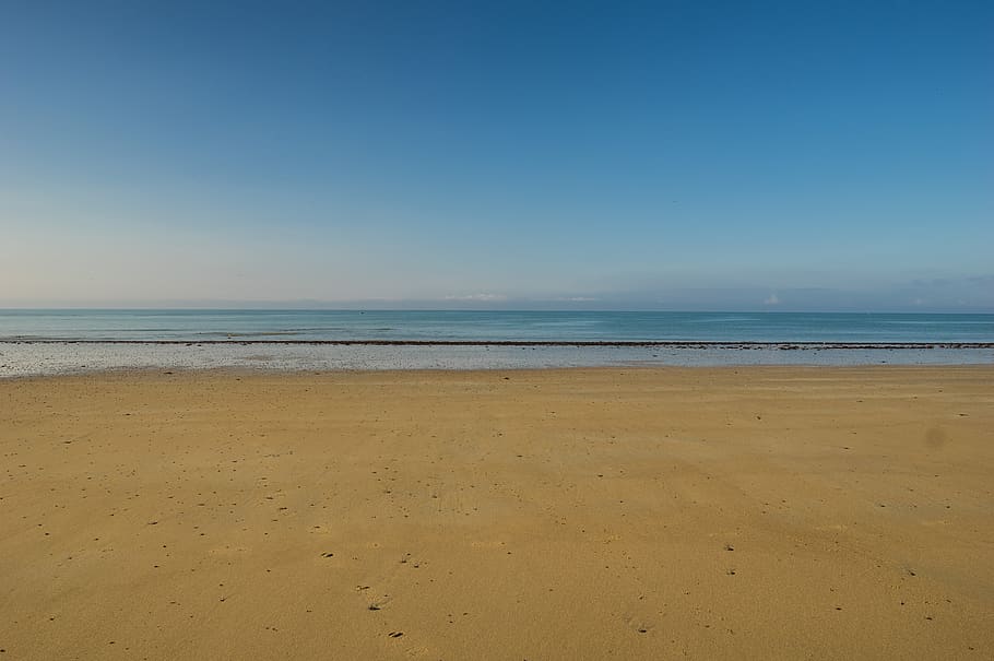 beach, sea, sand, blue, desert, water, ocean, side, clouds HD wallpaper