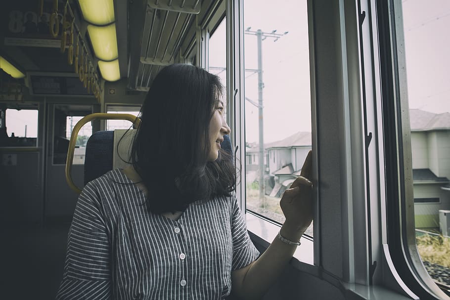 japan, window, woman, one person, real people, glass - material HD wallpaper