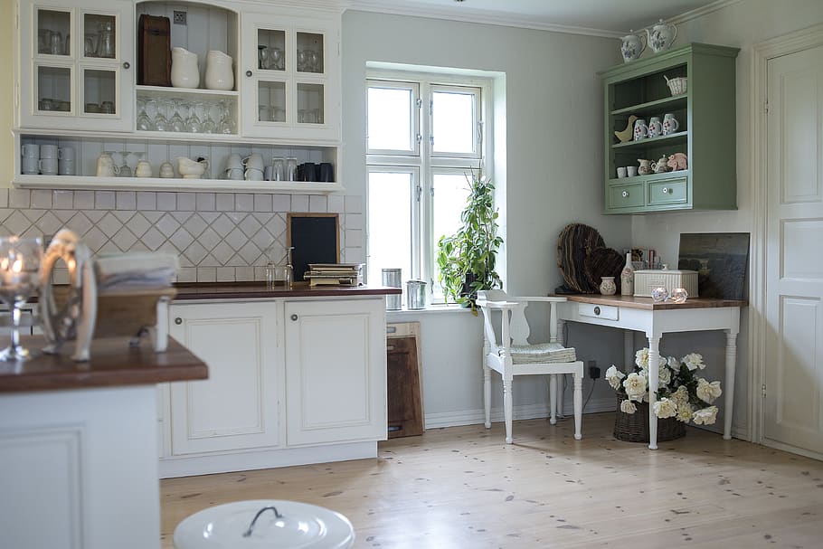 bookcase, kitchen, surface, furniture, shelving, storage, decor HD wallpaper