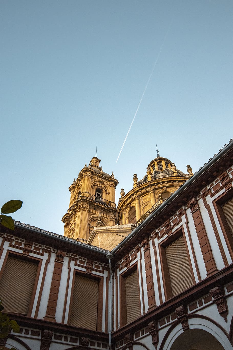 brown concrete building, sky, granada, cathedral, plane, building exterior HD wallpaper