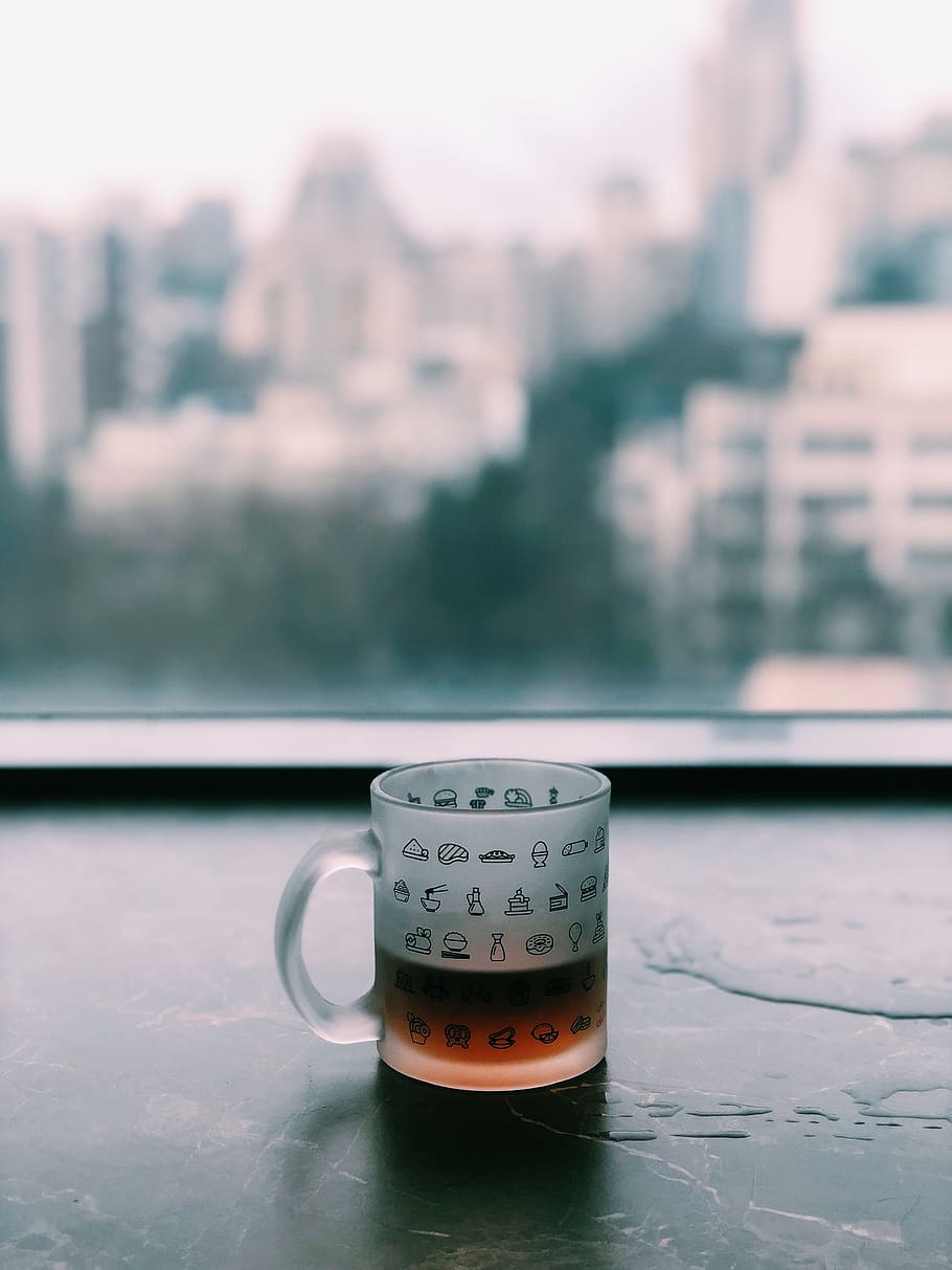 clear glass mug beside window, focus on foreground, architecture HD wallpaper