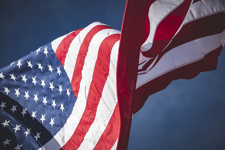 American flag waving during daytime, symbol, star symbol, leisure activities HD wallpaper