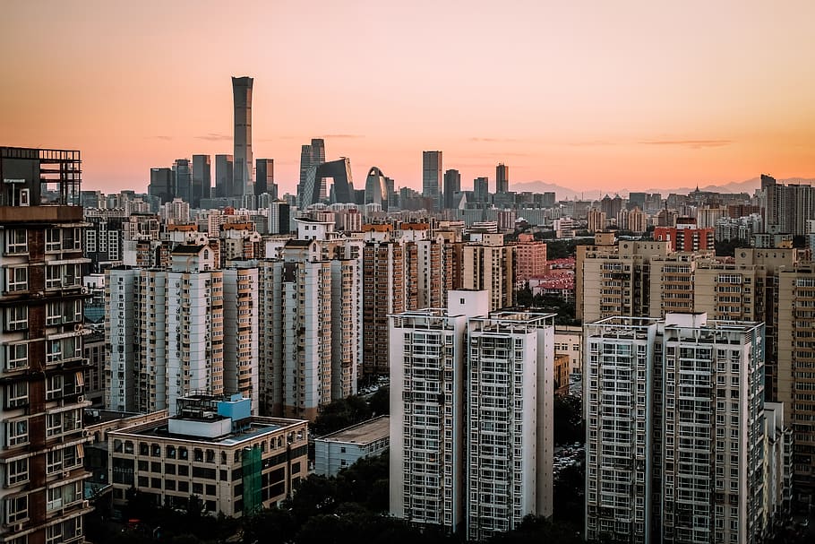 buildings at daytime, city, town, urban, high rise, apartment building HD wallpaper