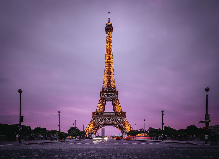 Eiffel Tower during night time, travel destinations, city, architecture HD wallpaper