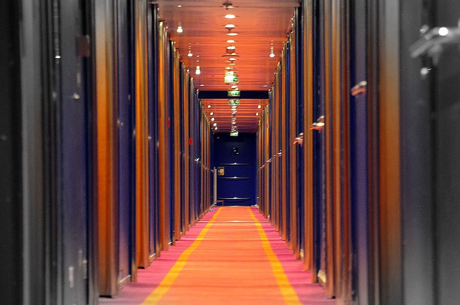 corridor, road, cabins, ship, closed, background, blank, line HD wallpaper