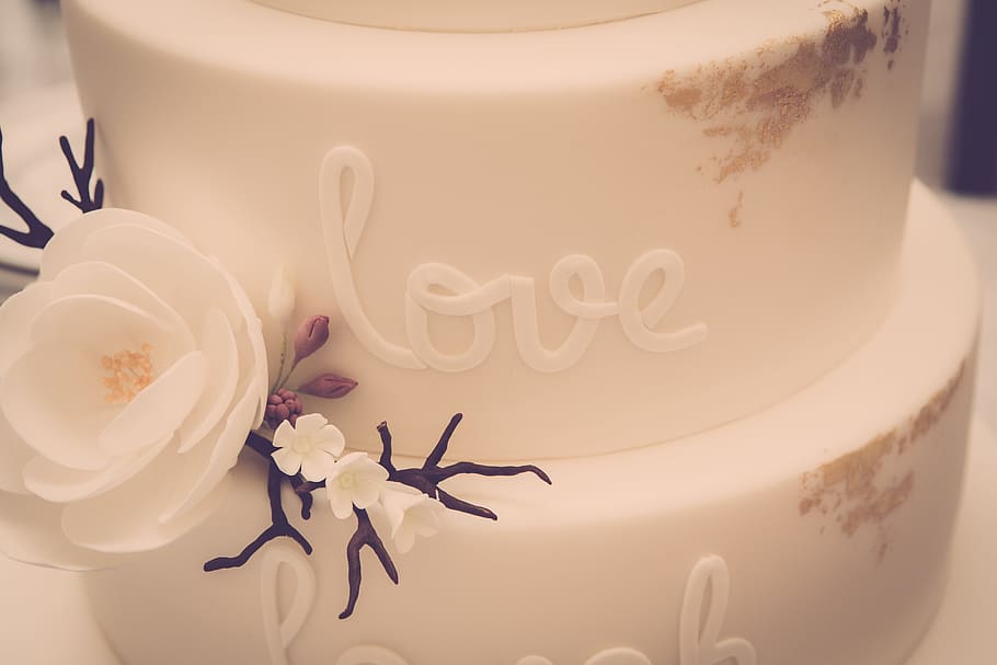 White Icing-covered 3-tier Cake, art, artistic, close-up, delicious HD wallpaper