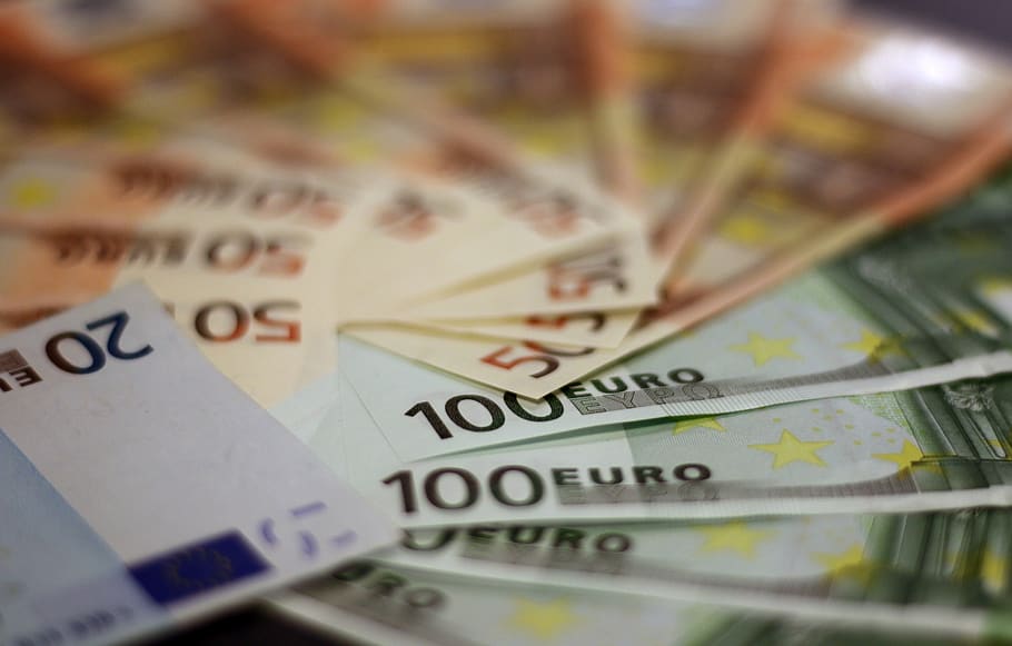Fan of Assorted Euro Banknotes, bank notes, blur, cash, close-up HD wallpaper