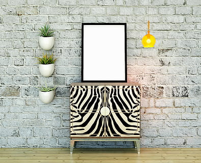 interior, poster, mockup, wall, presentation, desk, template HD wallpaper