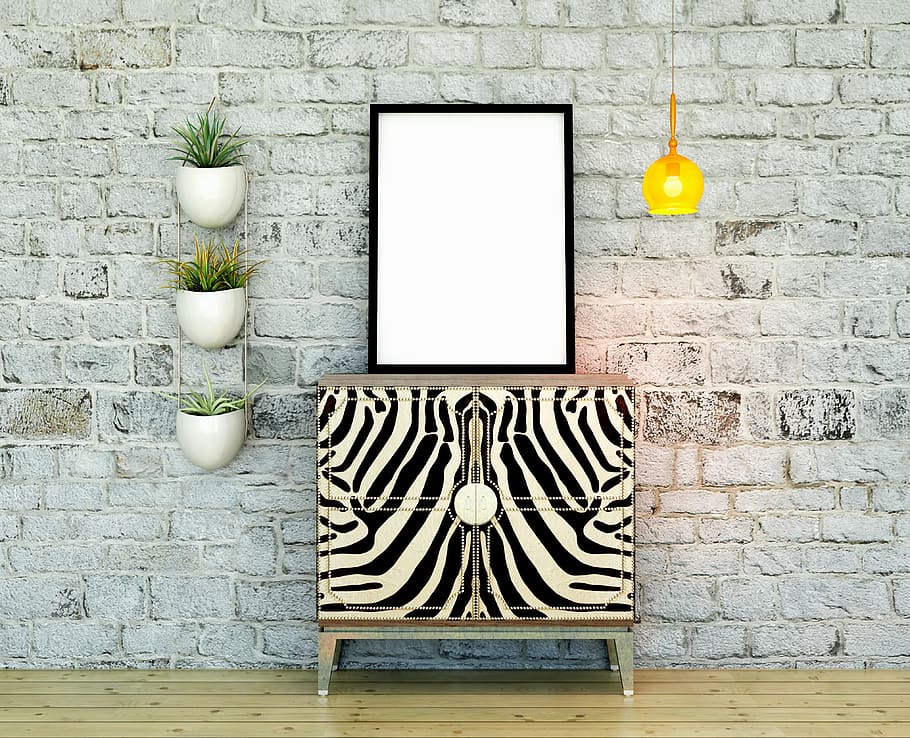 interior, poster, mockup, wall, presentation, desk, template HD wallpaper