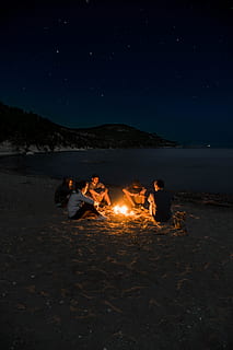 greece, beach, friends, secluded, summer, fire, central greece HD wallpaper