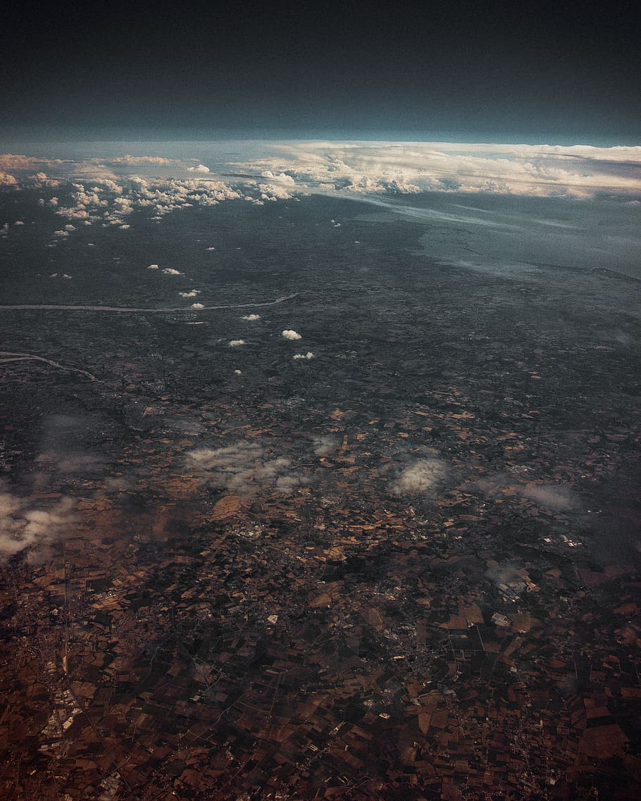 sky, earth, clouds, above, landscape, map, fly, flying, air HD wallpaper