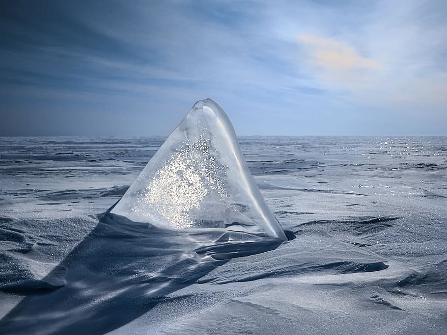 Triangular Ice in Sand, beach, clouds, cold, dawn, daylight, frozen HD wallpaper