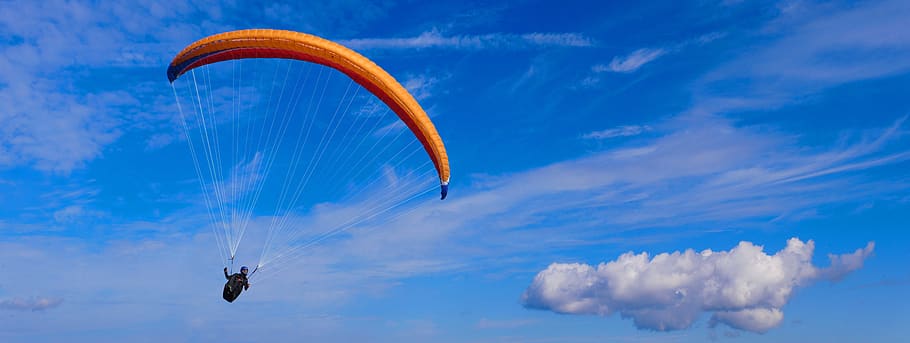 sport, flying, paragliding, paraglider, dom, leisure, fun, parachute, HD wallpaper