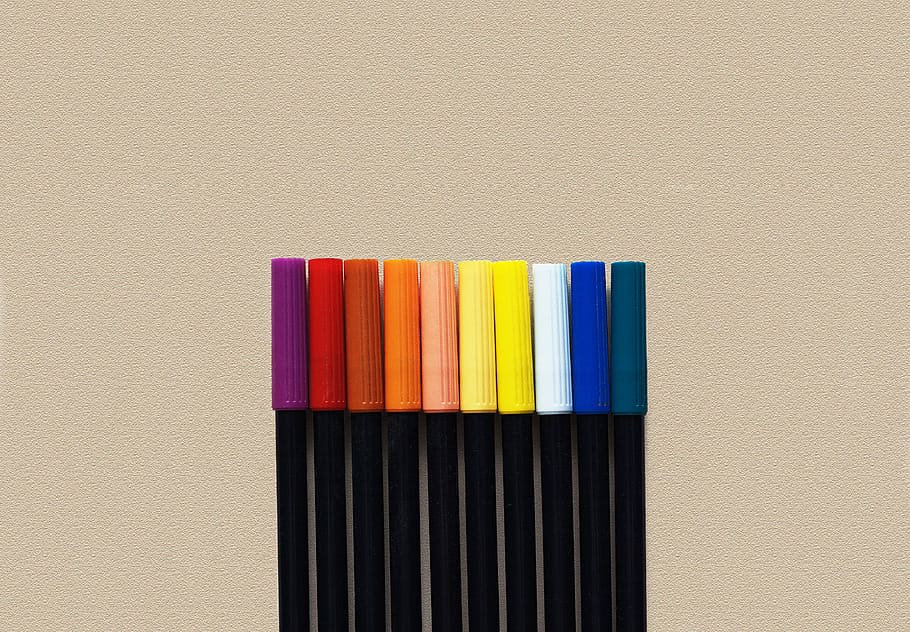 pens, colors, tools, paint, illustrate, palette, scheme, prism HD wallpaper