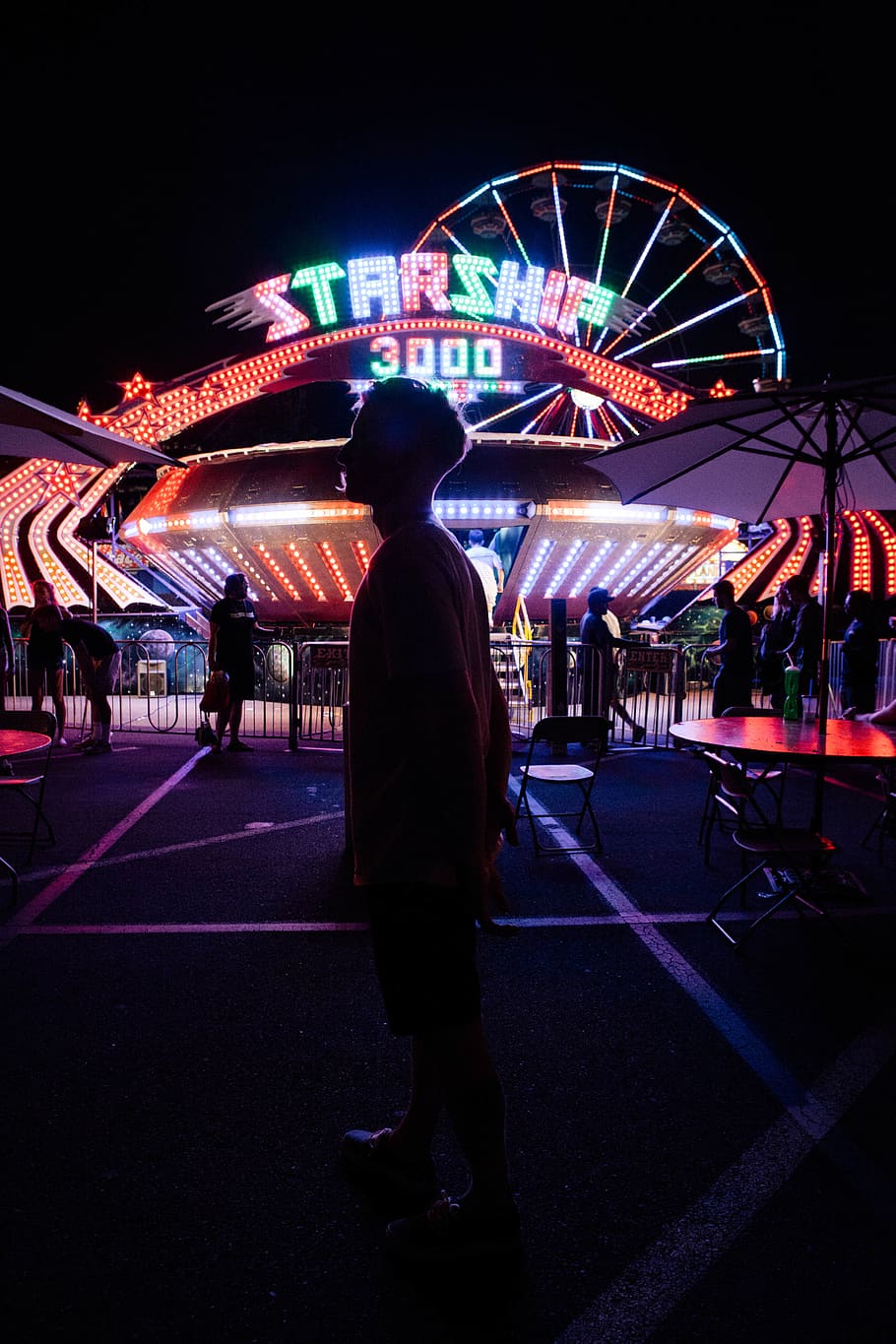 night, amusement park, arts culture and entertainment, illuminated HD wallpaper