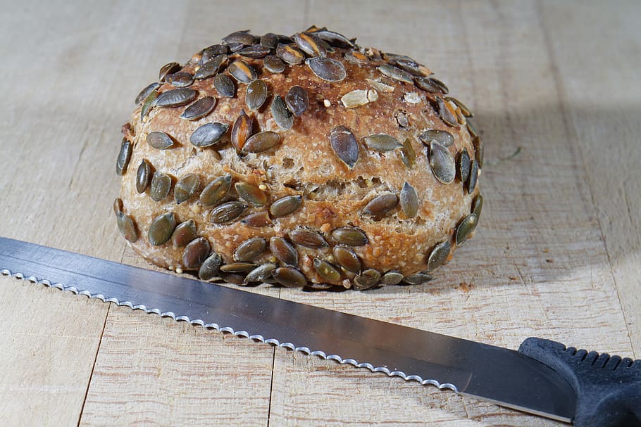 bread, cereals, seeds, squash, food, food and drink, baked HD wallpaper