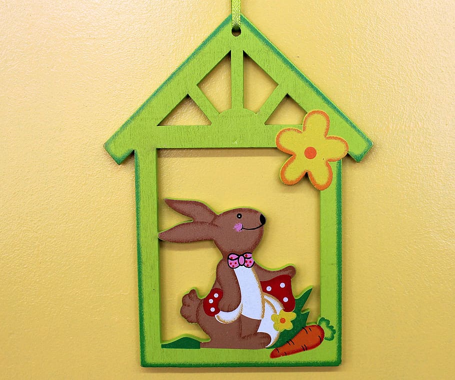 pendant, bunny, easter, easter decorations, wooden, ornament HD wallpaper